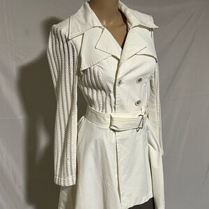 bebe White Double-Breasted Trench Coat